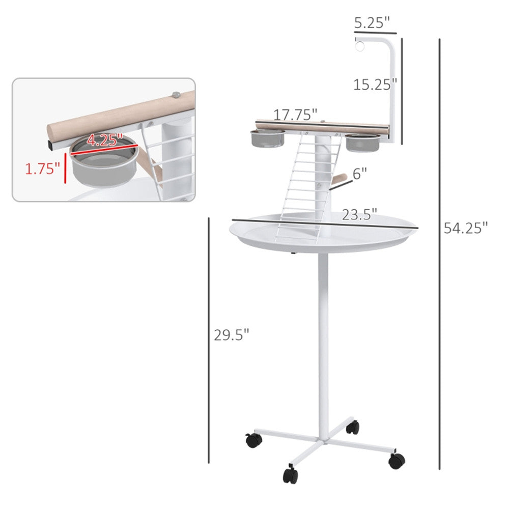 Metal Portable Bird Stand in White