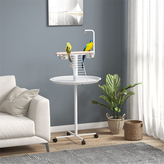 Metal Portable Bird Stand in White