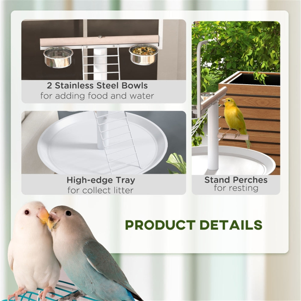 Metal Portable Bird Stand in White