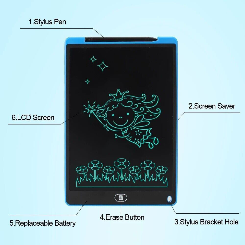 12" LCD Battery Operated Electronic Drawing and Writing Screen in Blue