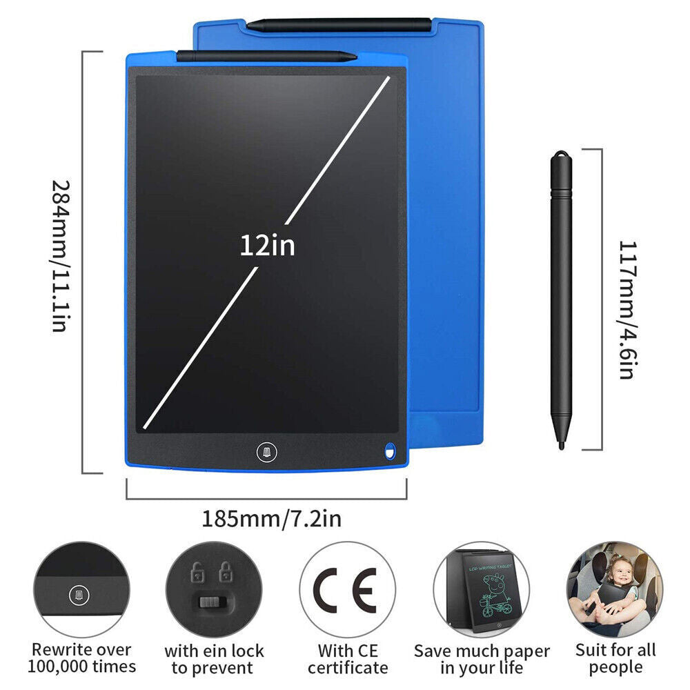 12" LCD Battery Operated Electronic Drawing and Writing Screen in Blue