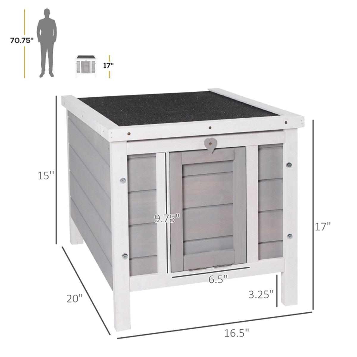 Outdoor Waterproof Rabbit Hutch / Small Animal House with Ramp / Door in Grey