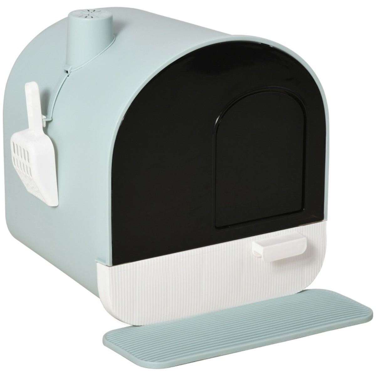 Fully Enclosed Cat Litter Tray with Scoop in Pastel Green