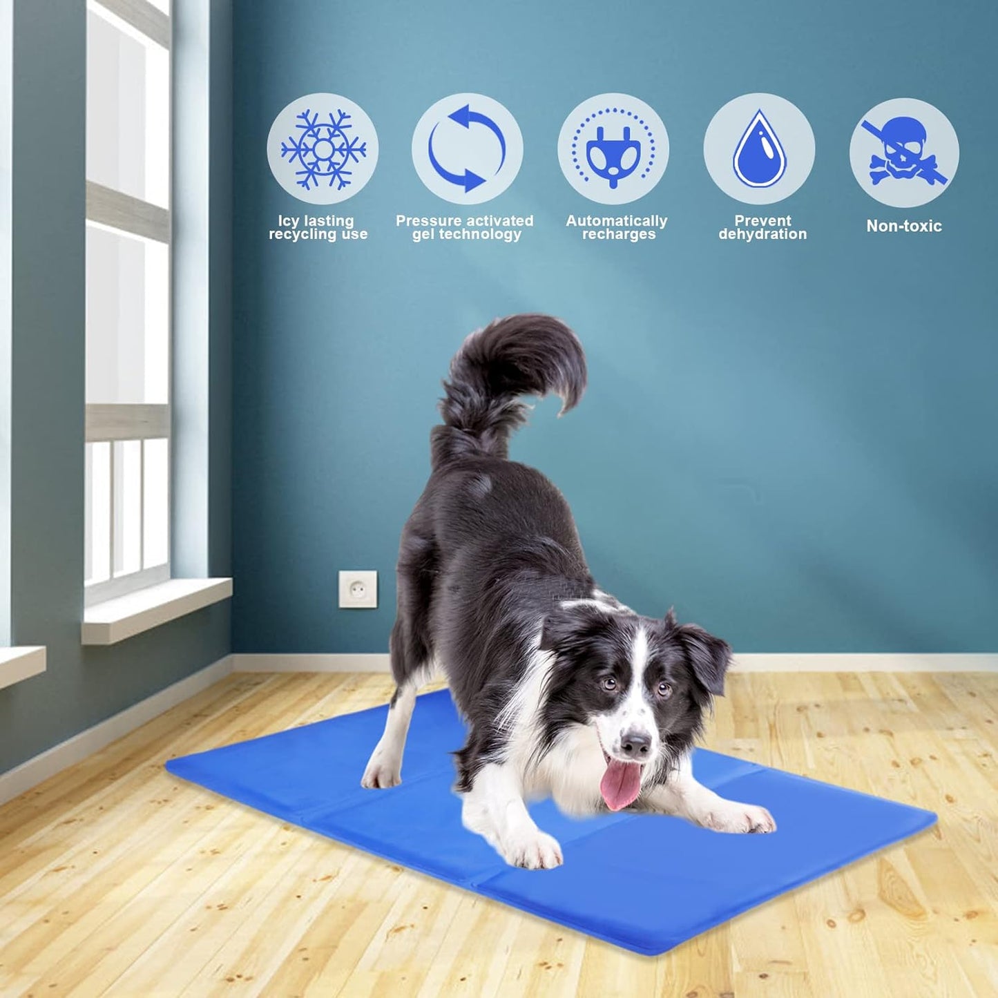 90cm Multi Use and Portable Dog Cooling Pad in Blue