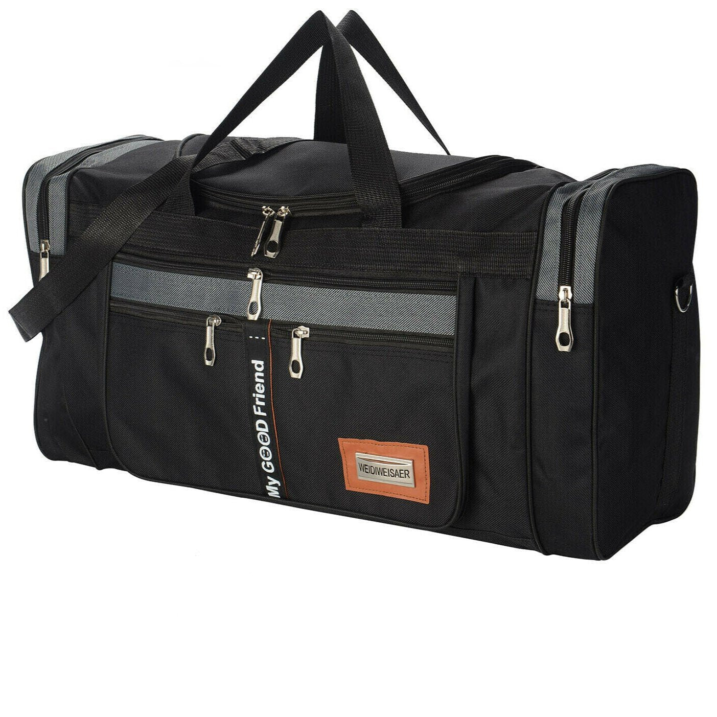 Large 2ft / 60cm Travel, Gym, Exercise and Sports Duffle Shoulder Holdall Bag in Black