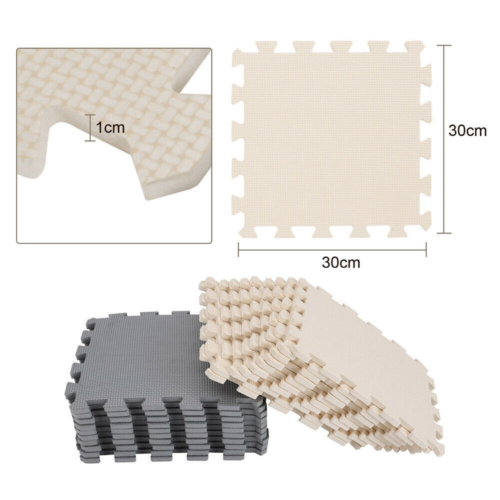 20 Large 12in / 30cm Soft Foam Interlocking Jigsaw Tiles in Grey and Creamy White