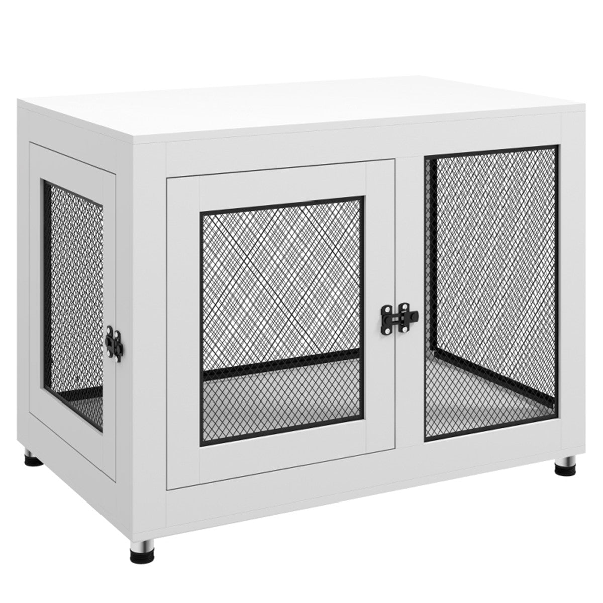 2-in-1 Contemporary Stylish Dog (up to 30kg) Cage & Side Table with Door in White