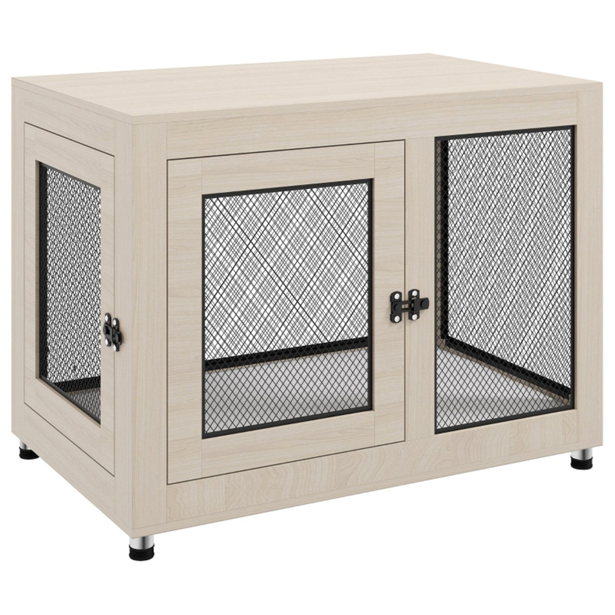 2-in-1 Contemporary Stylish Dog (up to 30kg) Cage & Side Table with Door in Oak Wood Effect