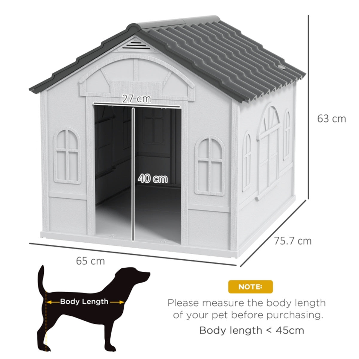 Multi Use Outdoor Waterproof Dog (up to 20kg) Kennel in White and Grey