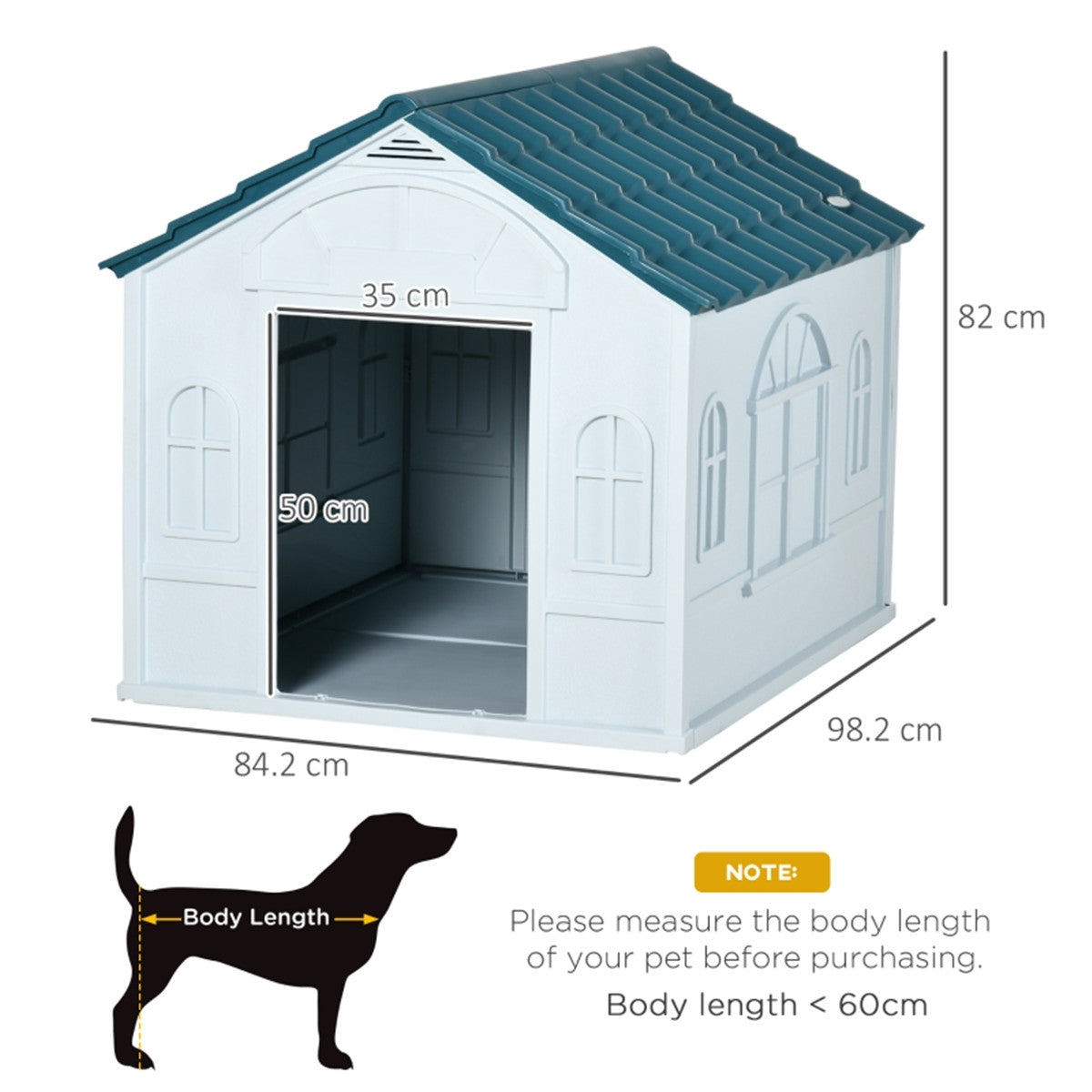 Multi Use Outdoor Waterproof Dog (up to 30kg) Kennel in Pastel Blue and Grey