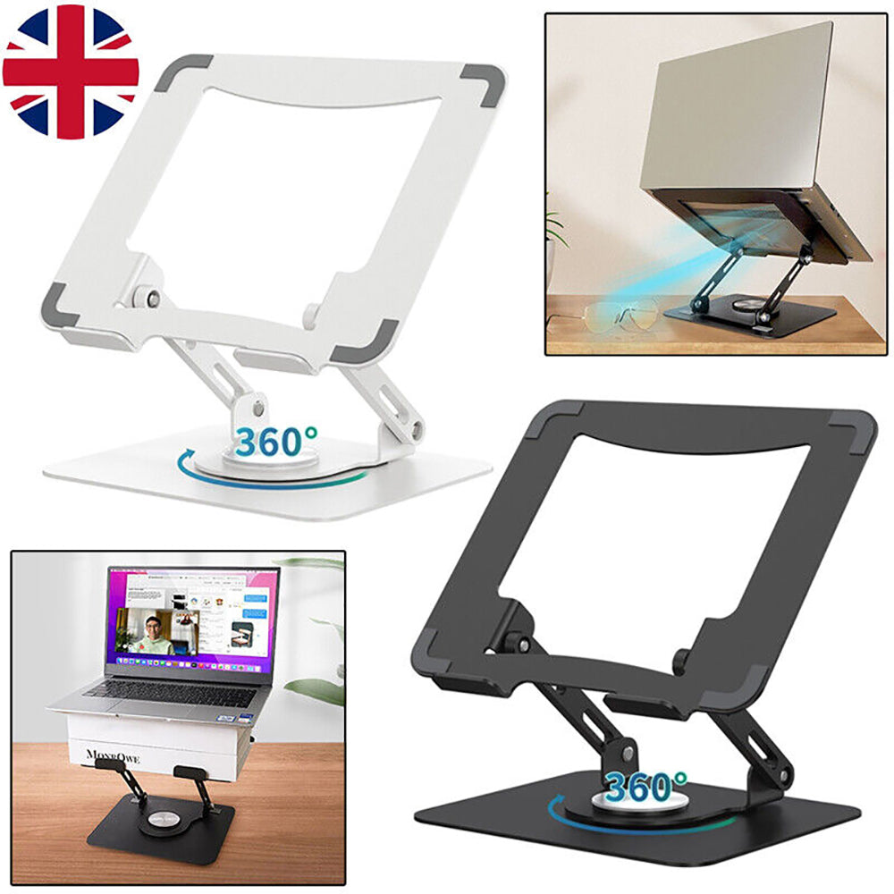 360° Rotating Adjustable Metal Portable Laptop / Tablet Stand in White