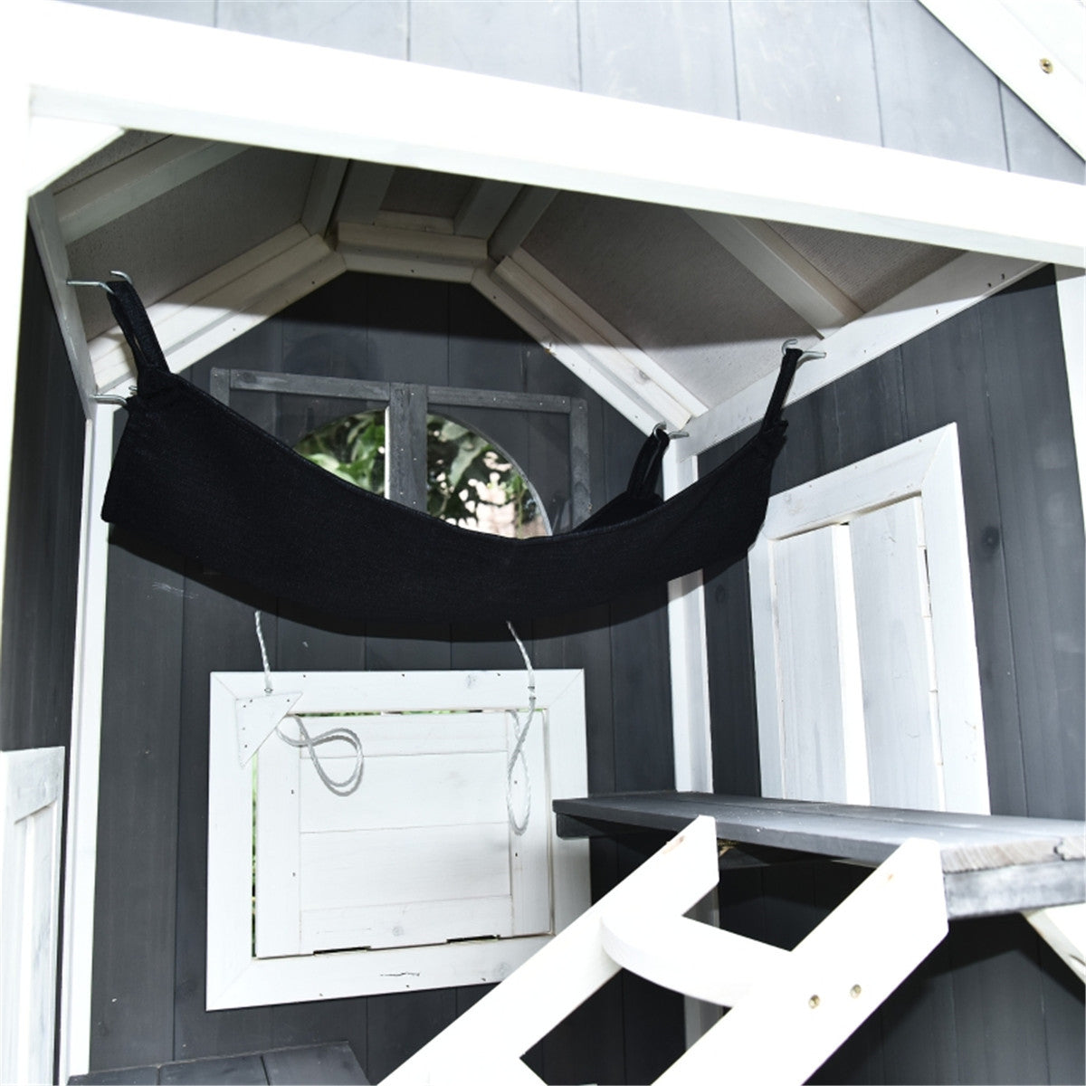 Multi Use Outdoor Waterproof Tall Cat House in Grey and White