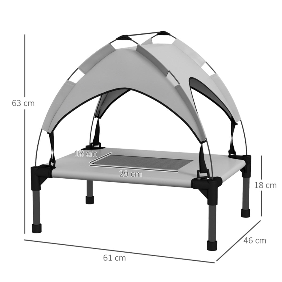 Mini Outdoor Water Resistant Covered Shaded Pet Bed in Grey