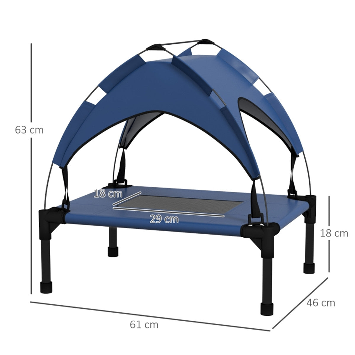 Mini Outdoor Water Resistant Covered Shaded Pet Bed in Blue