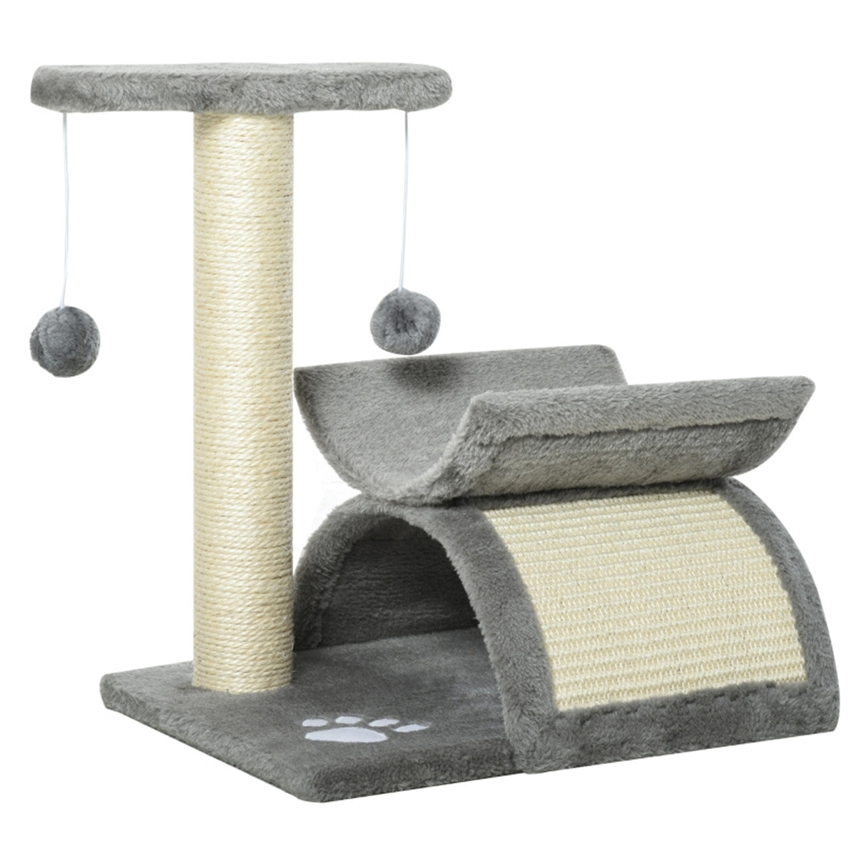 Cat Tree Tunnel and Scratching Post in Grey