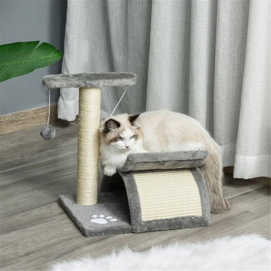 Cat Tree Tunnel and Scratching Post in Grey