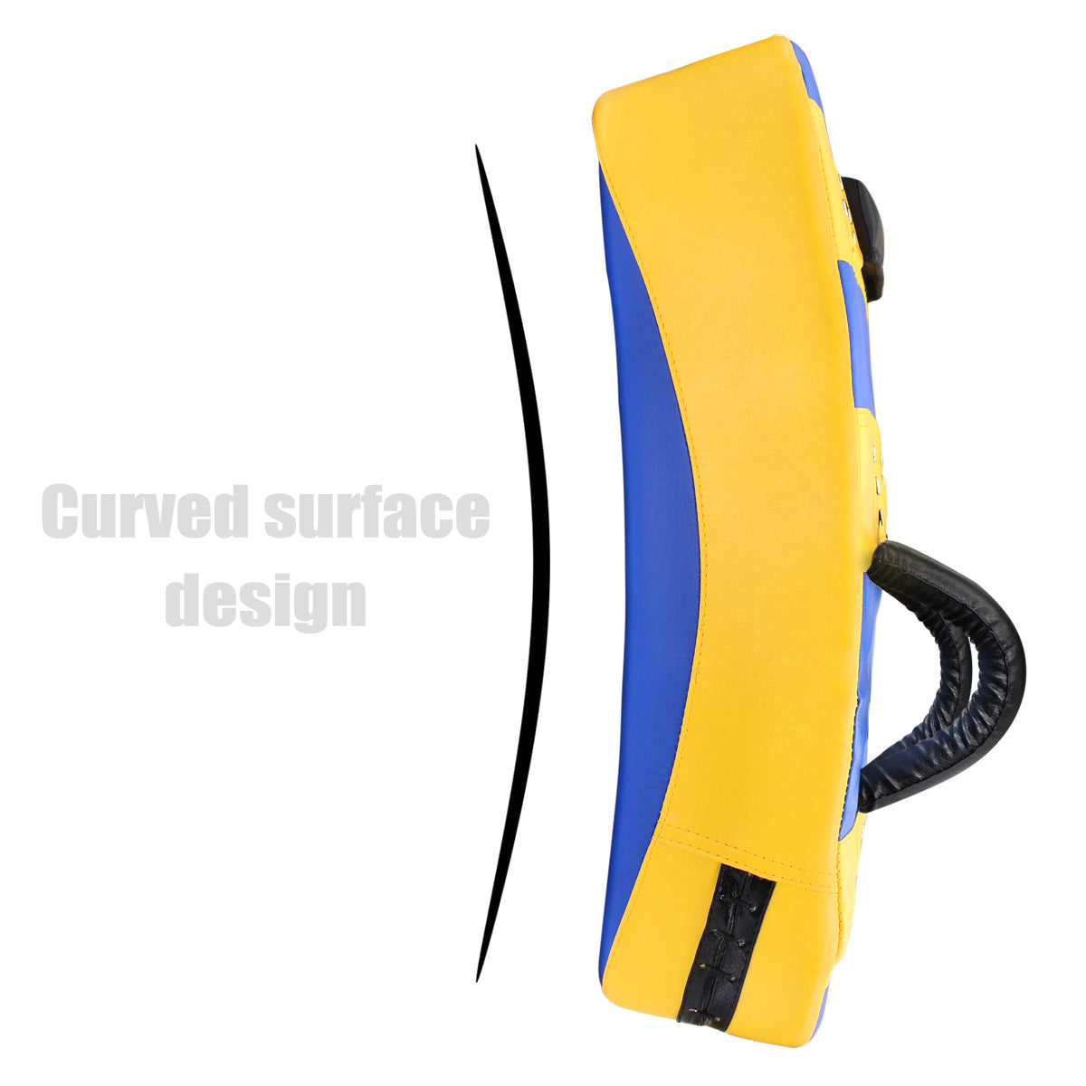 Large PU Leather Curved Strike / Shield Pad for Boxing or Martial Arts Training in Yellow and Blue