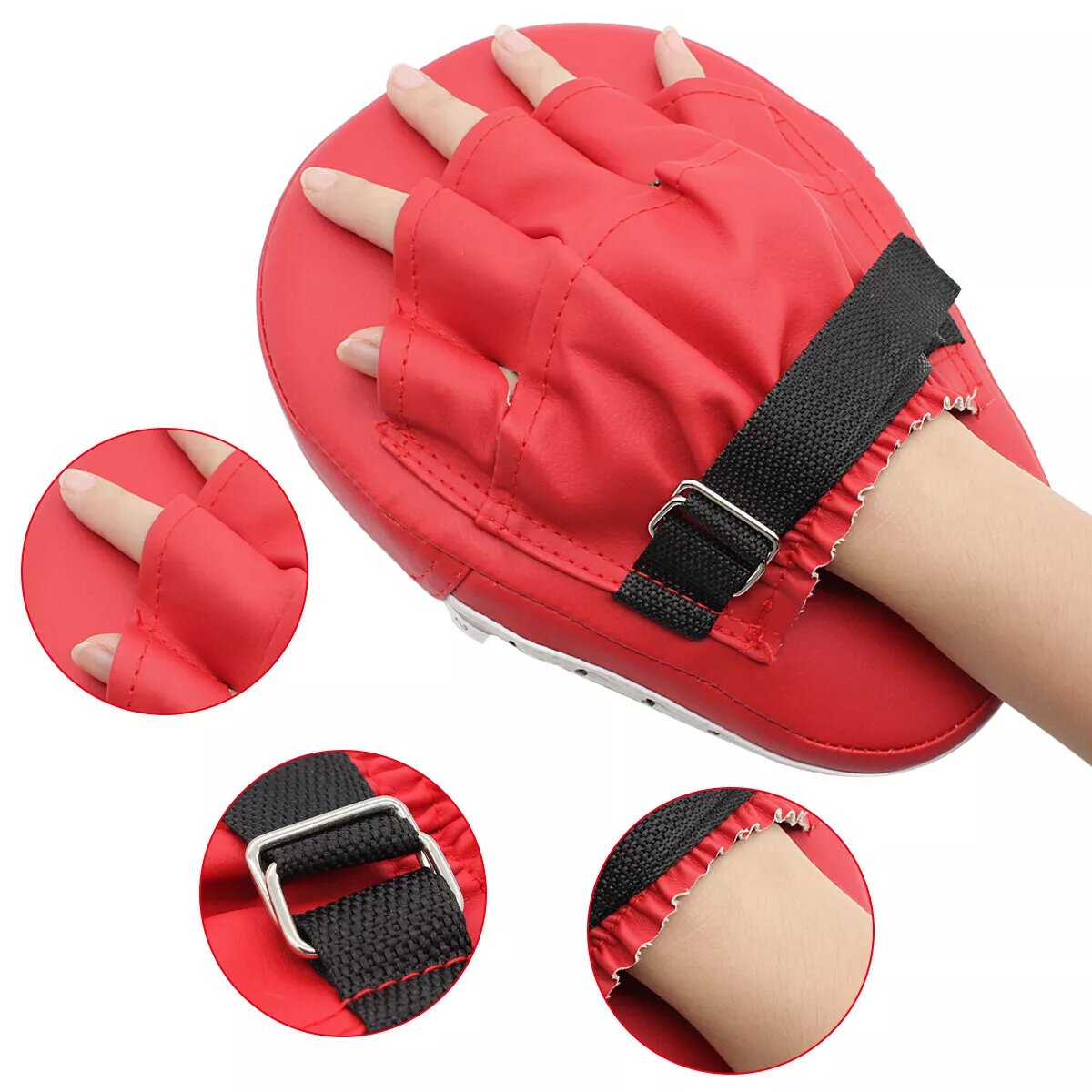 Pair of PU Leather Boxing, Martial Arts Punching Training Pads in Red