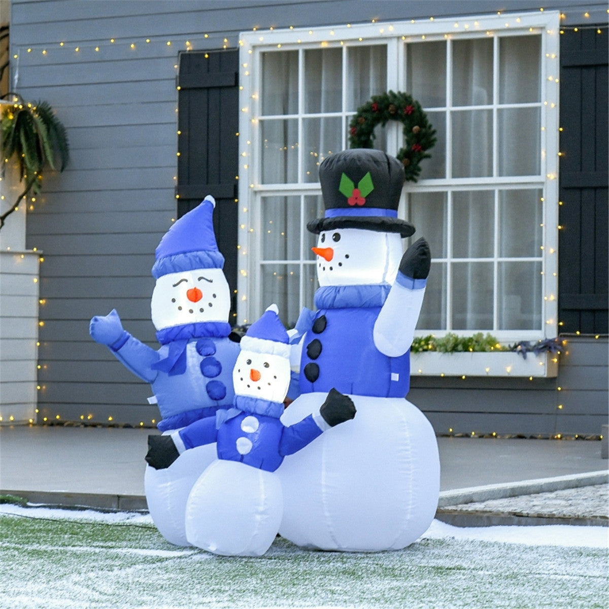 LED Lit Inflatable Christmas Snowman Family