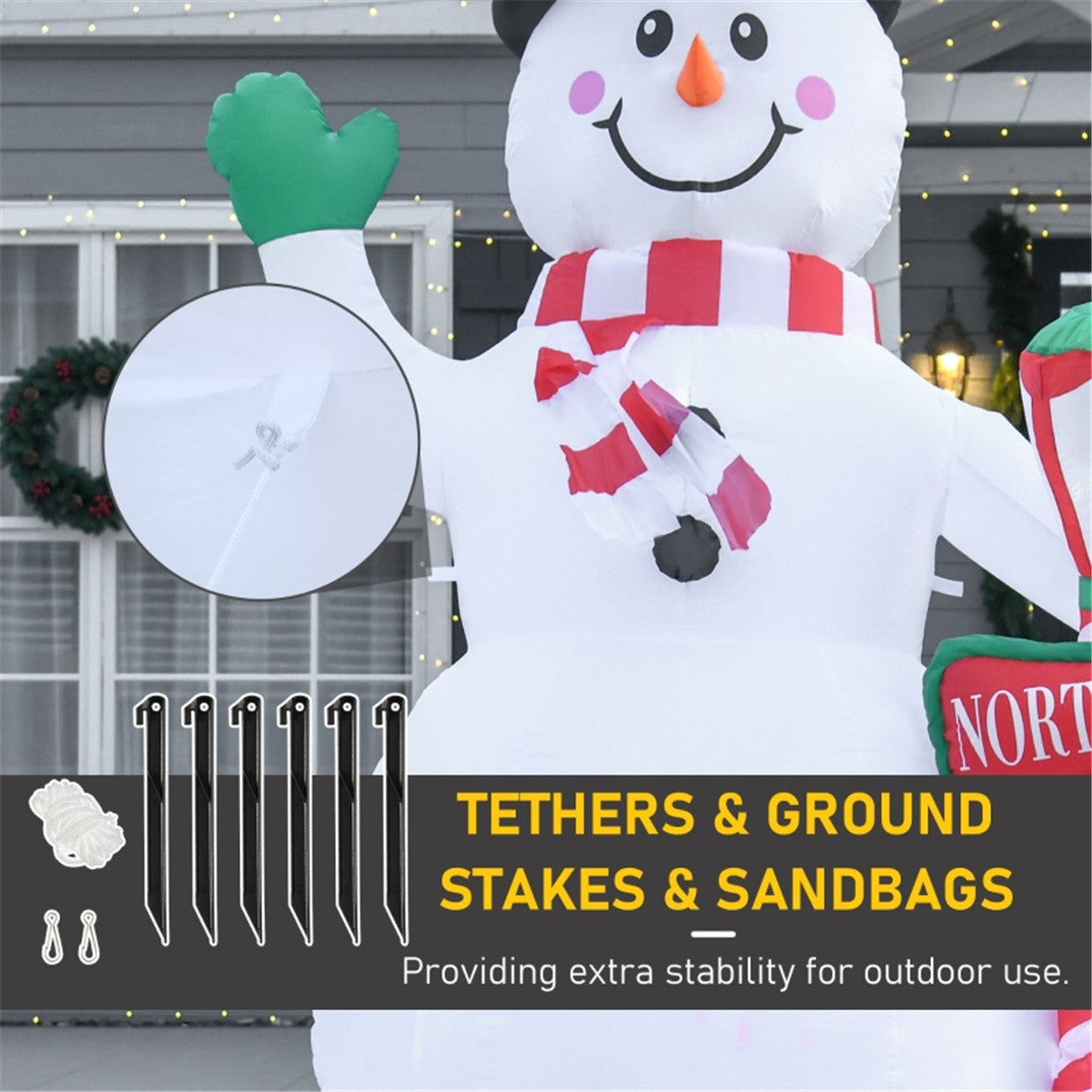 8ft LED Lit Inflatable Christmas Snowman