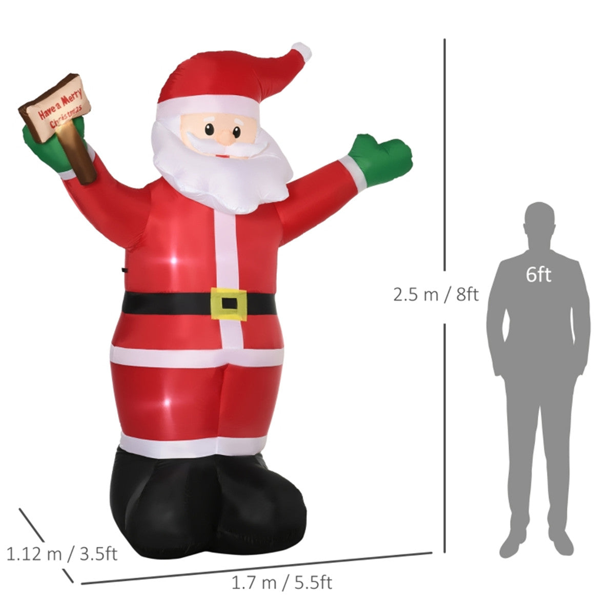 8ft LED Lit Inflatable Christmas Santa