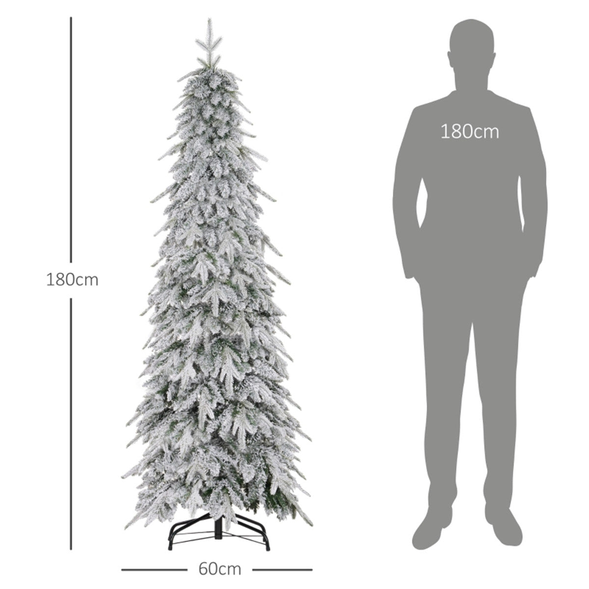 6 ft Snow Covered Pencil Christmas Tree