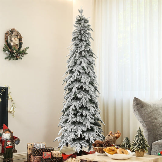 6 ft Snow Covered Pencil Christmas Tree