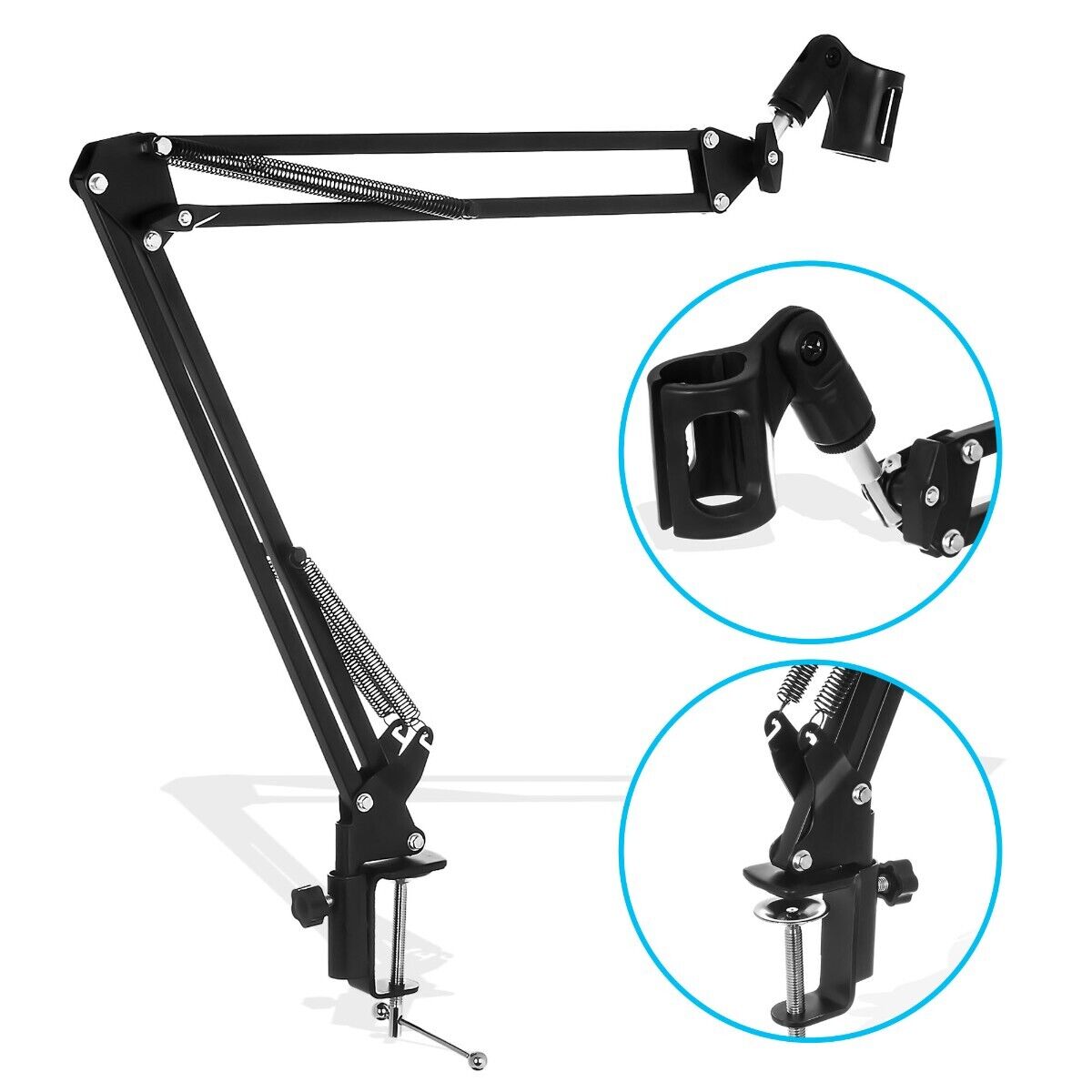 360° Heavy Duty Metal Adjustable Desktop Audio Microphone Support Holder in Black