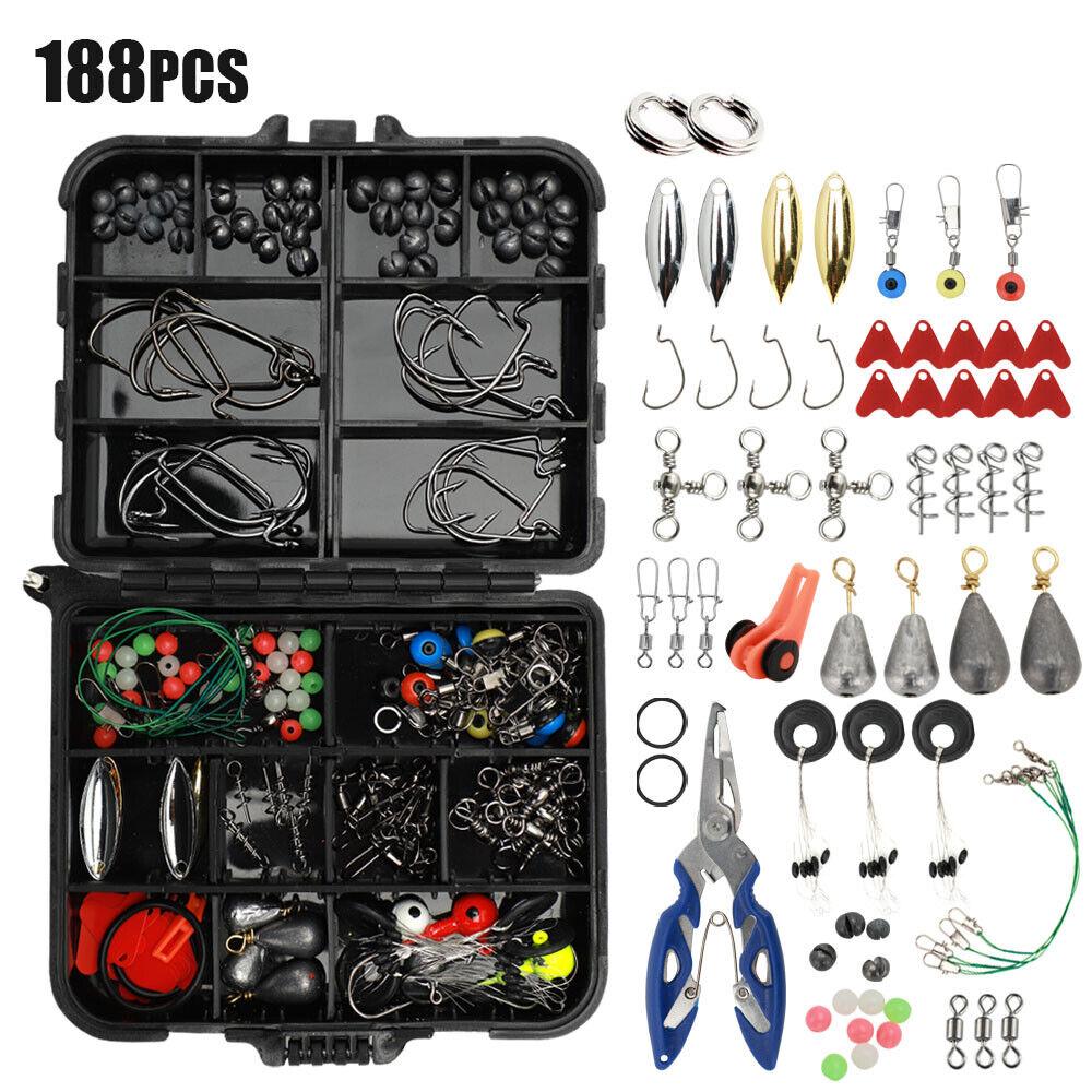 188 Piece Fishing Accessories Tackle Box Kit