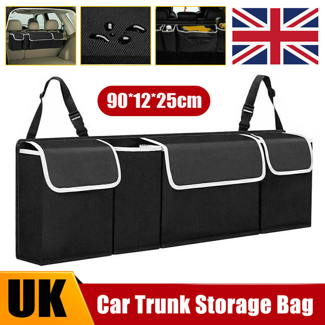 Large Car Boot / Back Seat Organiser in Black