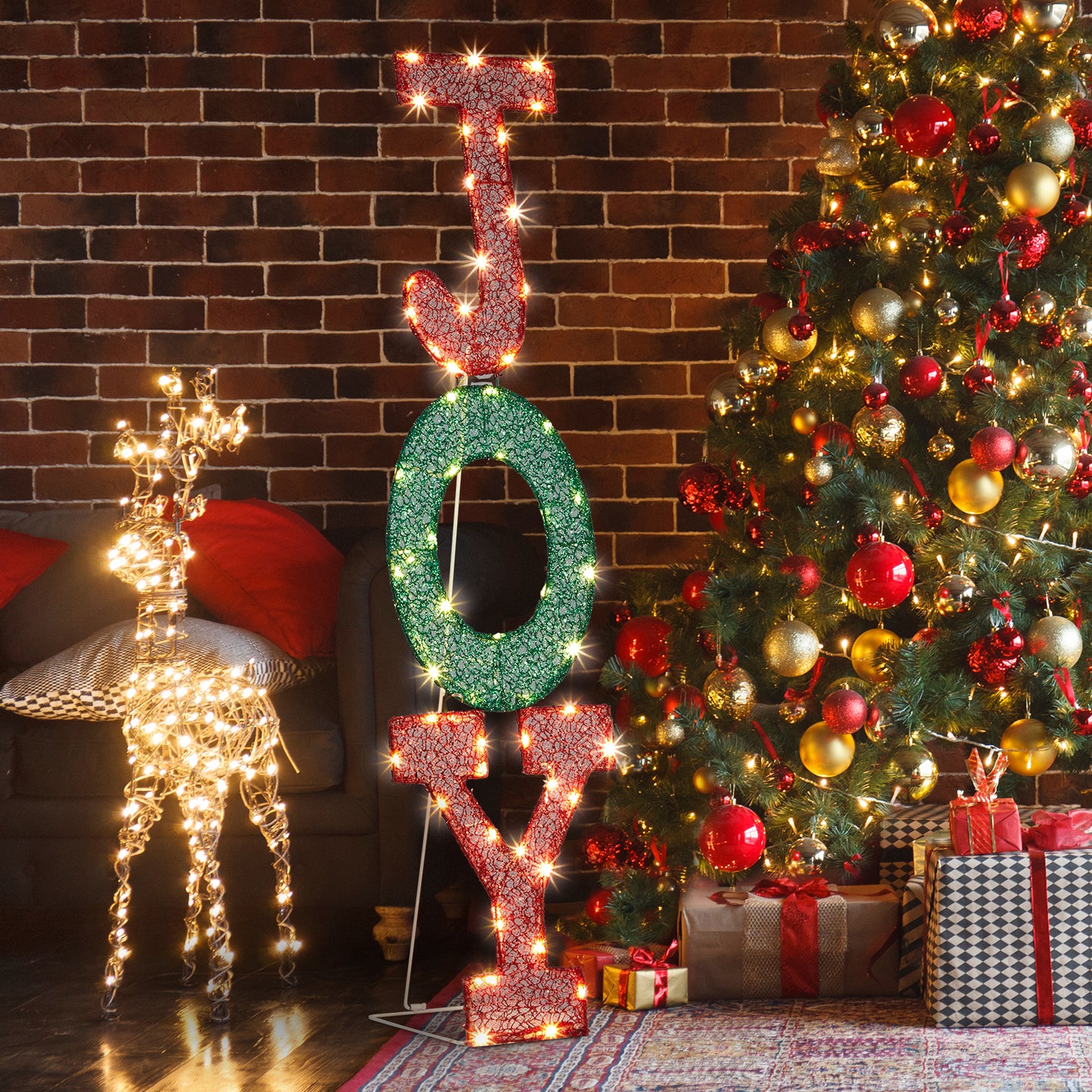 LED Lit Large Christmas JOY Letters