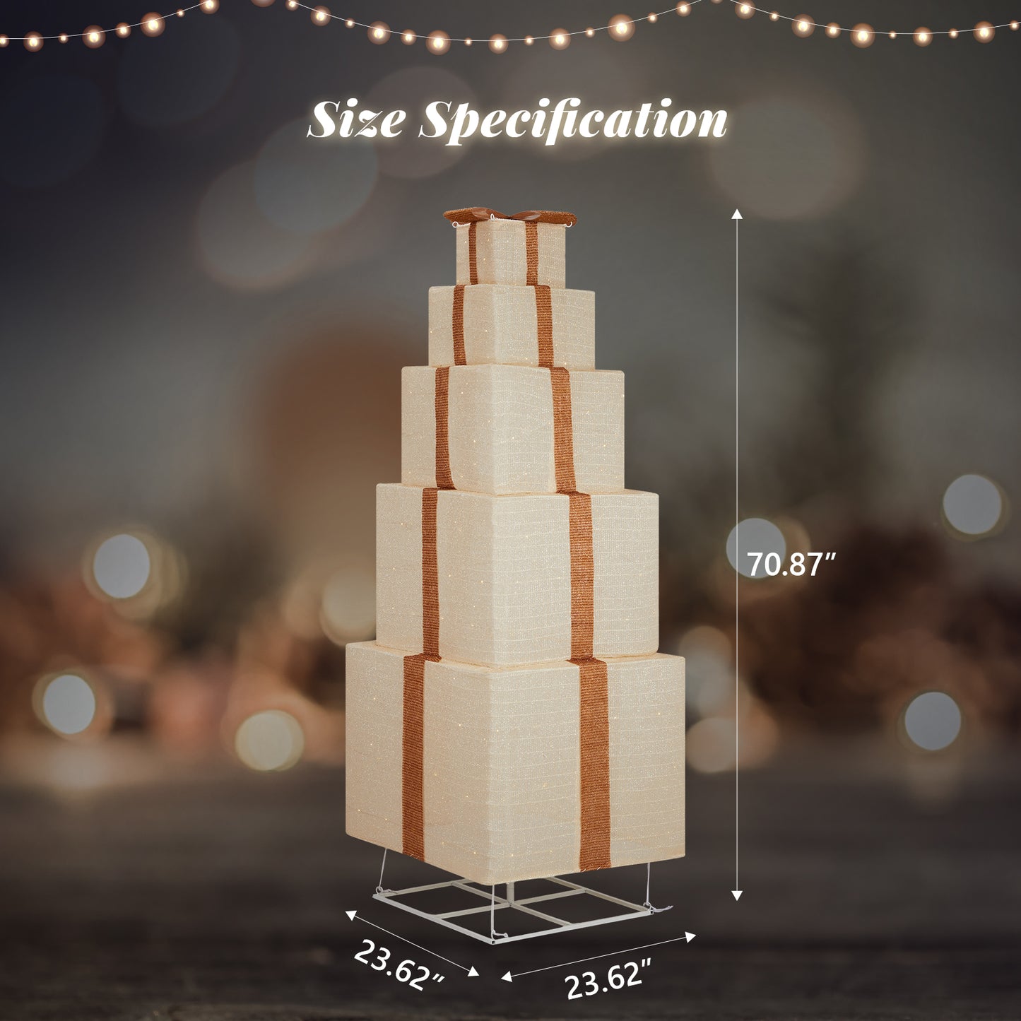 6FT LED Lit Stacked Christmas Gift Box Tower