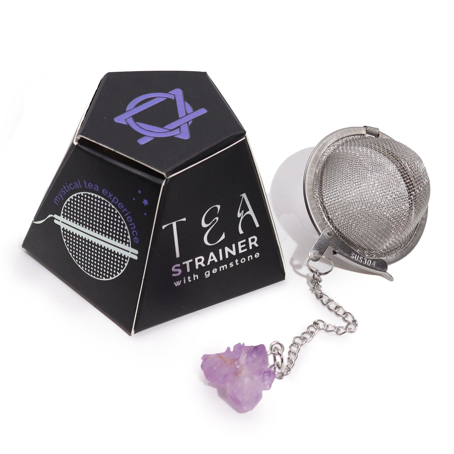 Raw Crystal Gemstone Tea Strainer - Amethyst Cluster (for SERENITY and CALM)