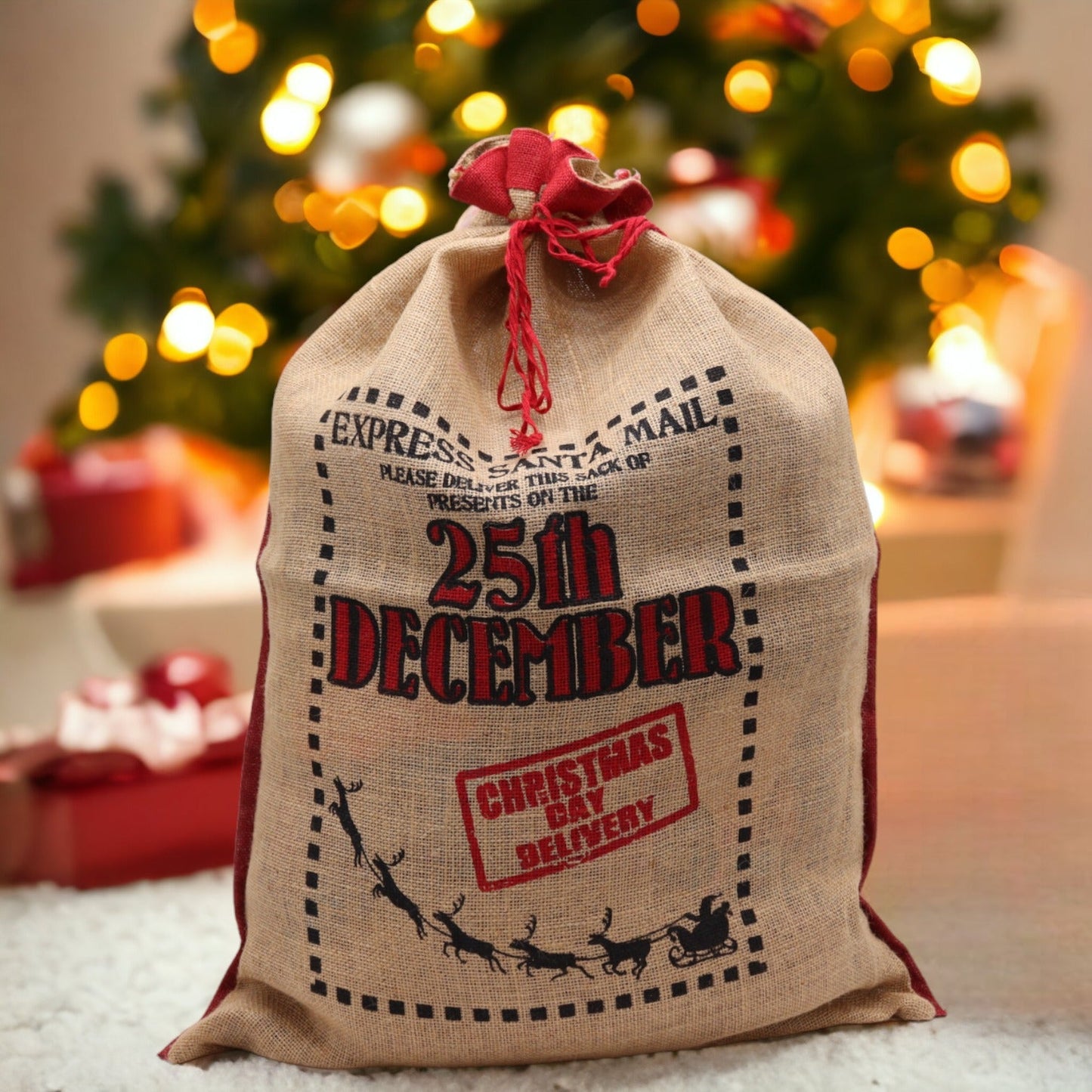 Christmas Eco-Friendly Re-Usable Jute Santa Sacks