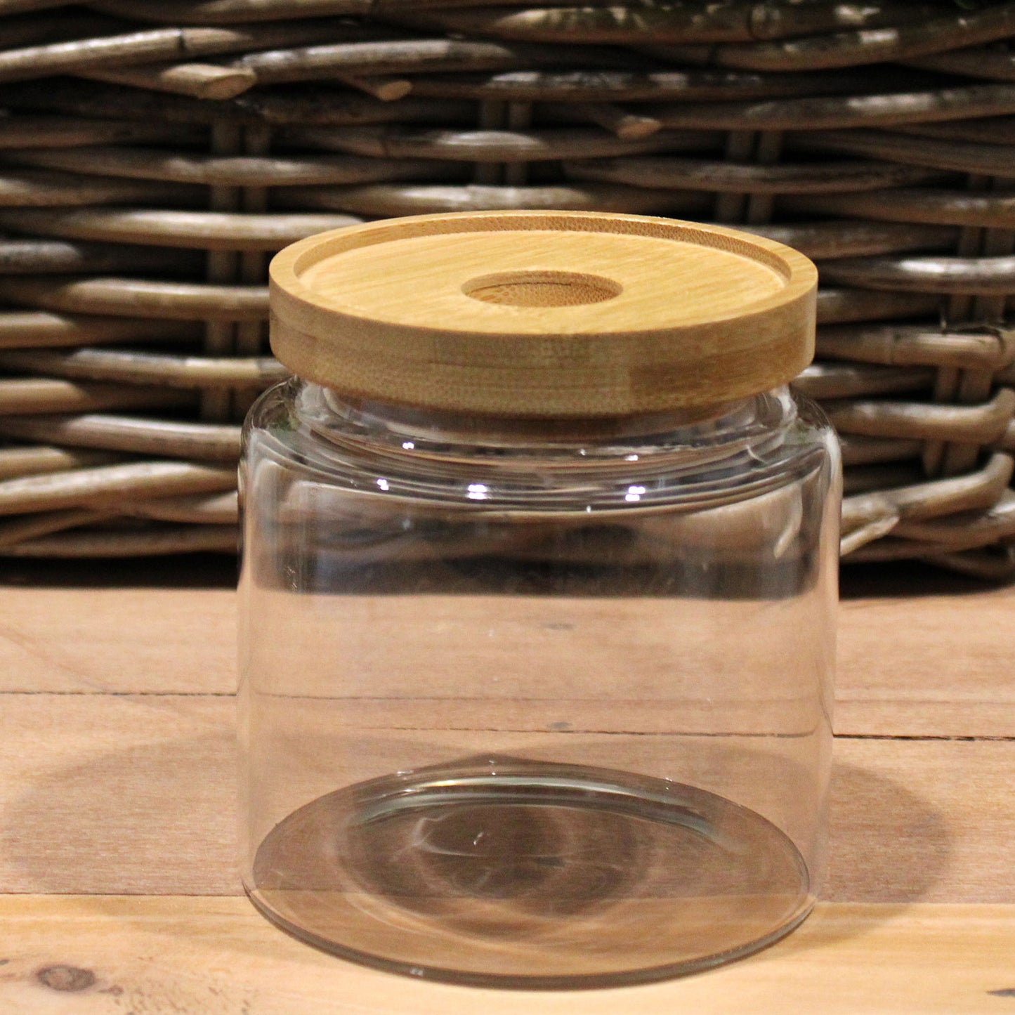 10cm Cottage Bamboo Glass Jar with Bamboo Lid