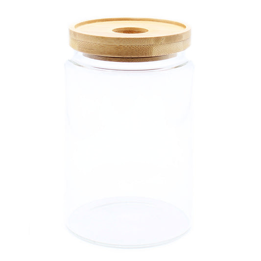 15cm Cottage Bamboo Glass Jar with Bamboo Lid