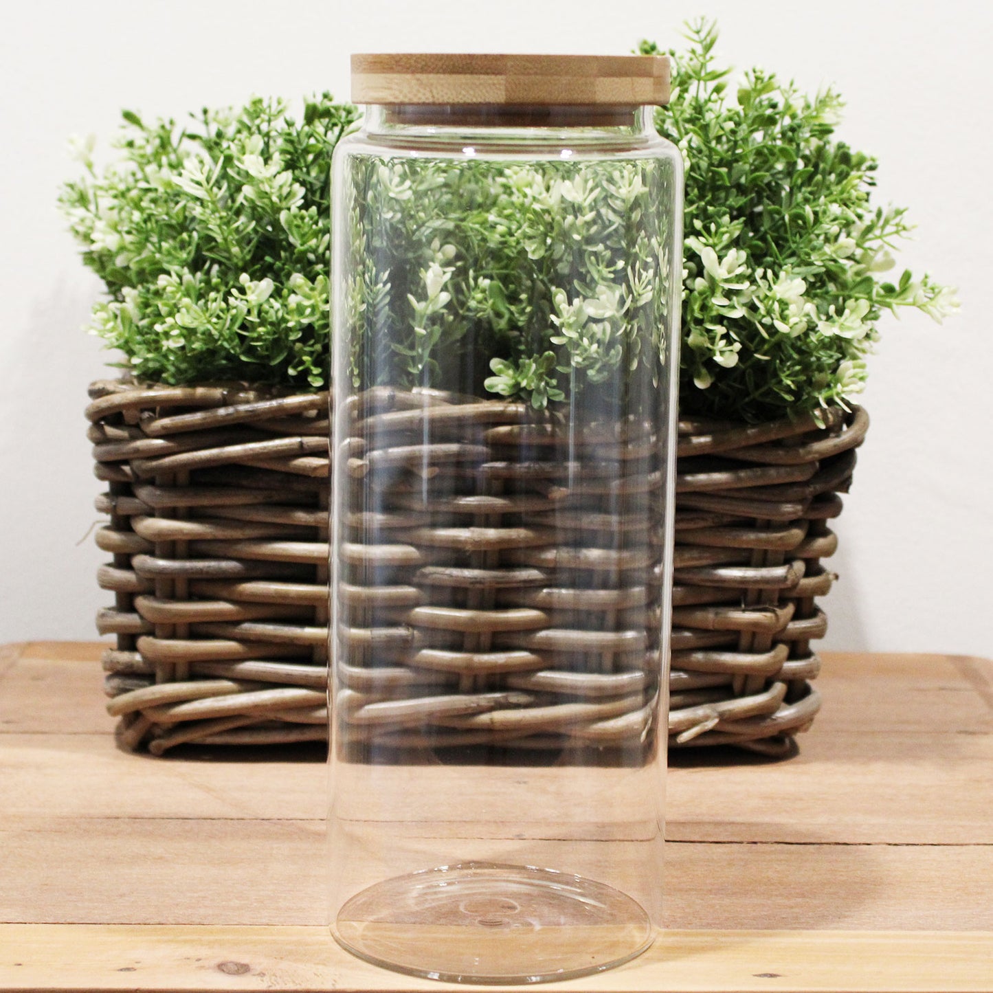 25cm Cottage Bamboo Glass Jar with Bamboo Lid