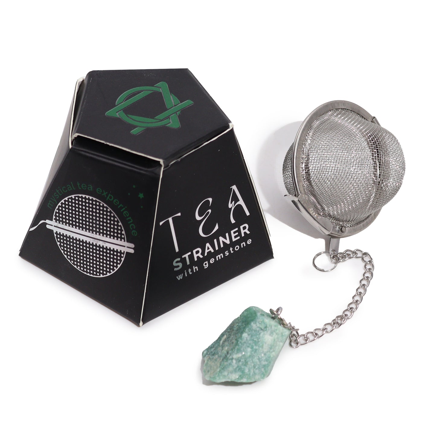 Raw Crystal Gemstone Tea Strainer - Green Aventurine (for PROSPERITY)