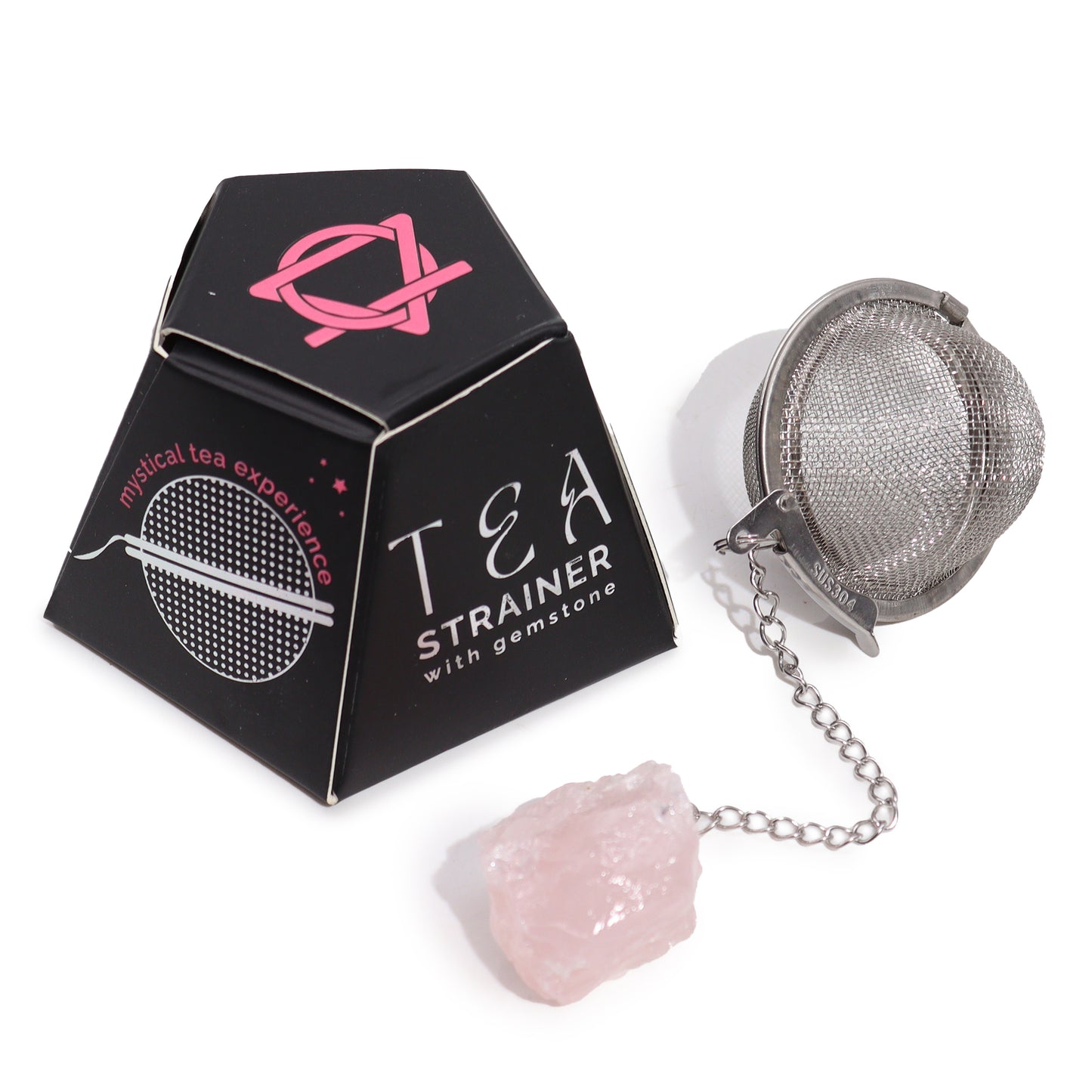 Raw Crystal Gemstone Tea Strainer - Rose Quartz (for LOVE)