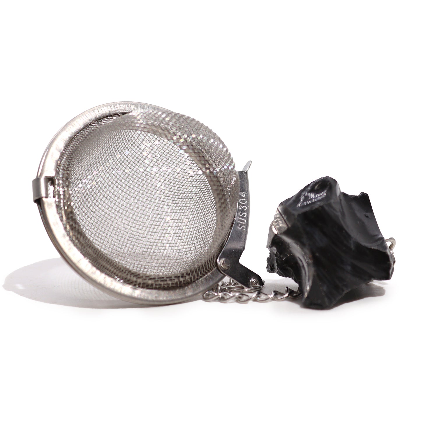 Raw Crystal Gemstone Tea Strainer - Black Obsidian (for PROTECTION)