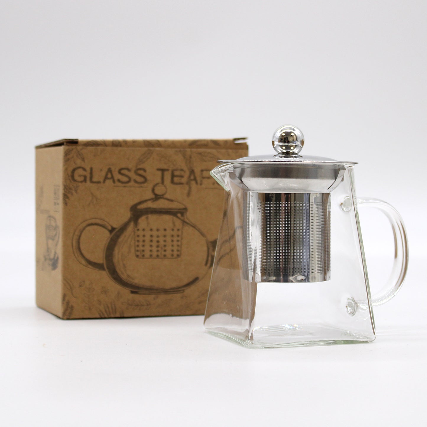 350ml Glass Tower Shaped Infuser Teapot