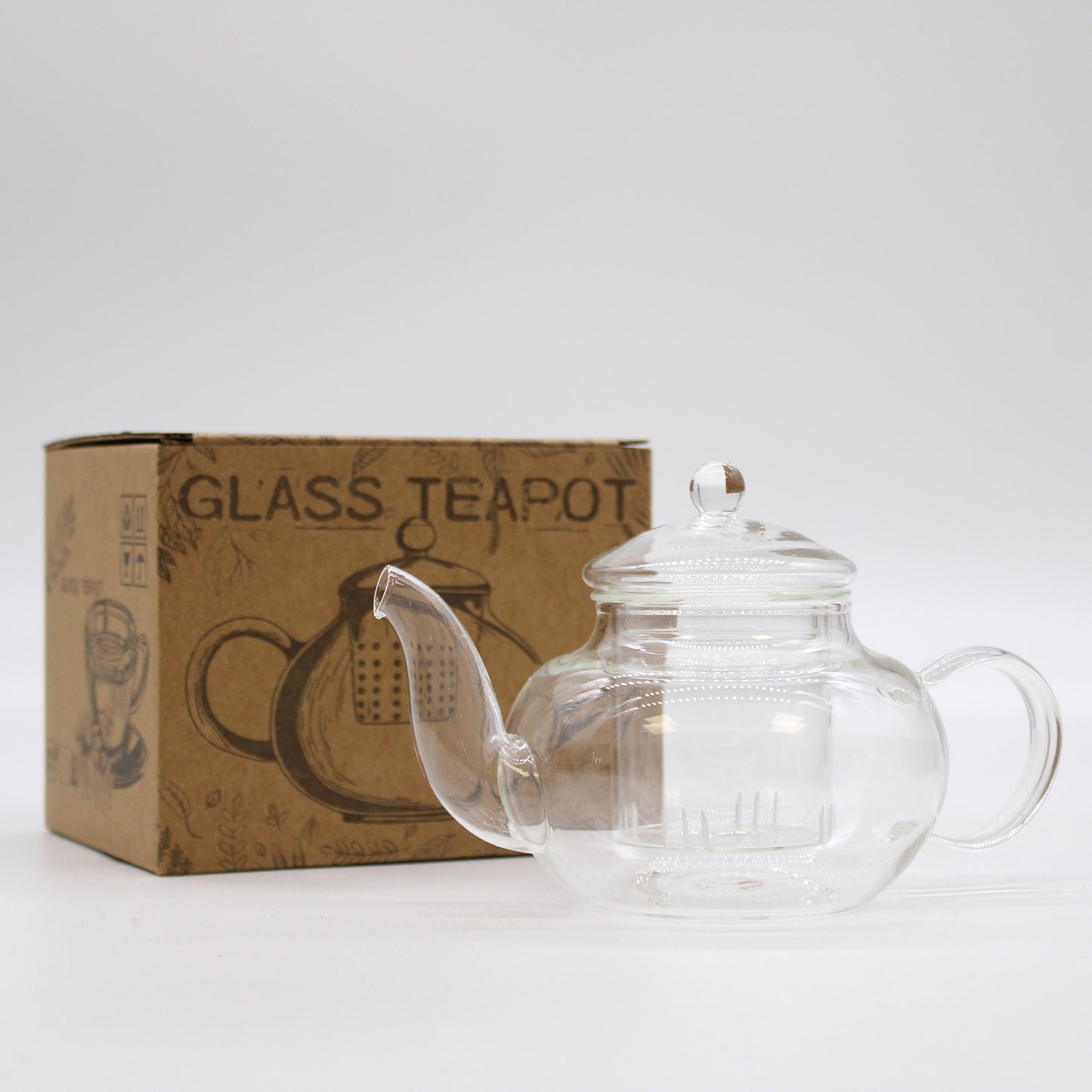 400ml Glass Round Pearl Infuser Teapot