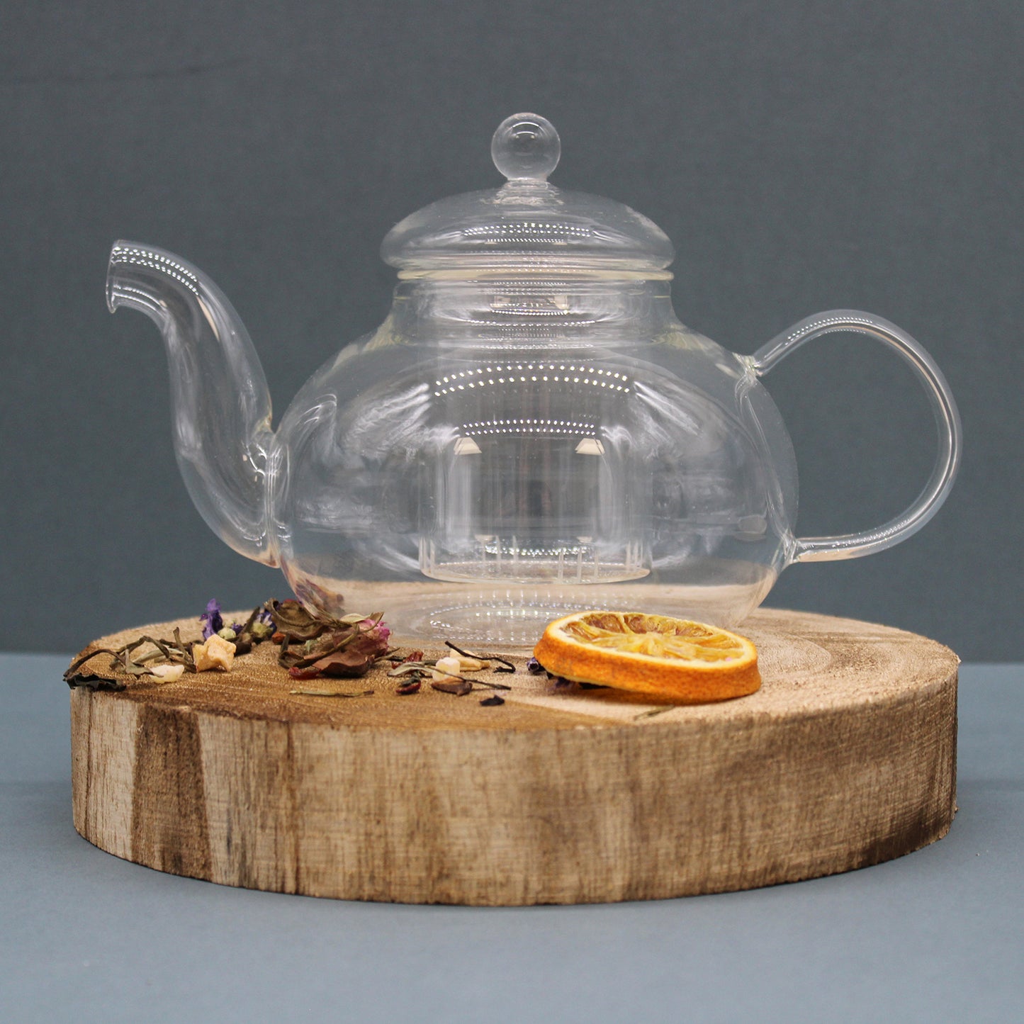 800ml Round Pearl Glass Infuser Teapot