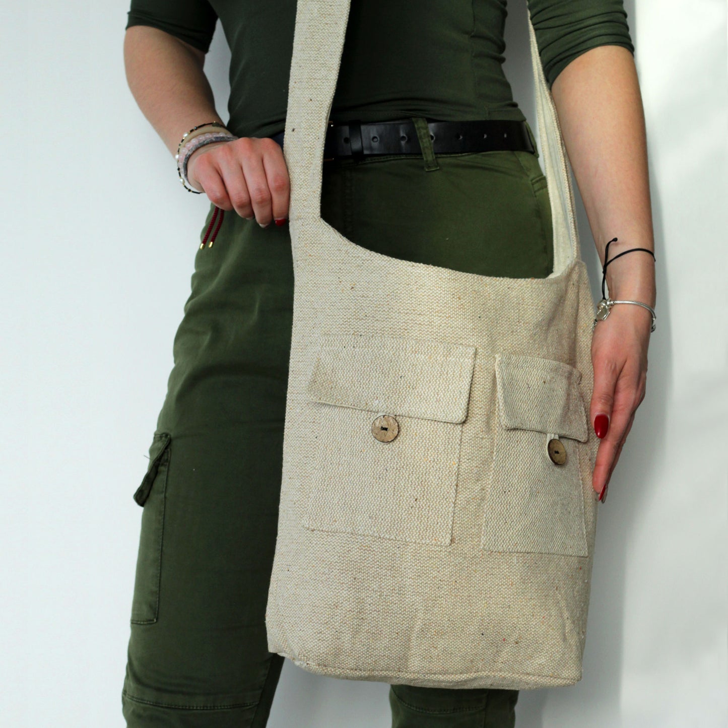 Eco-Chic Natural Tones Eco-Friendly Two Pocket Bags / Various Colours and Sizes